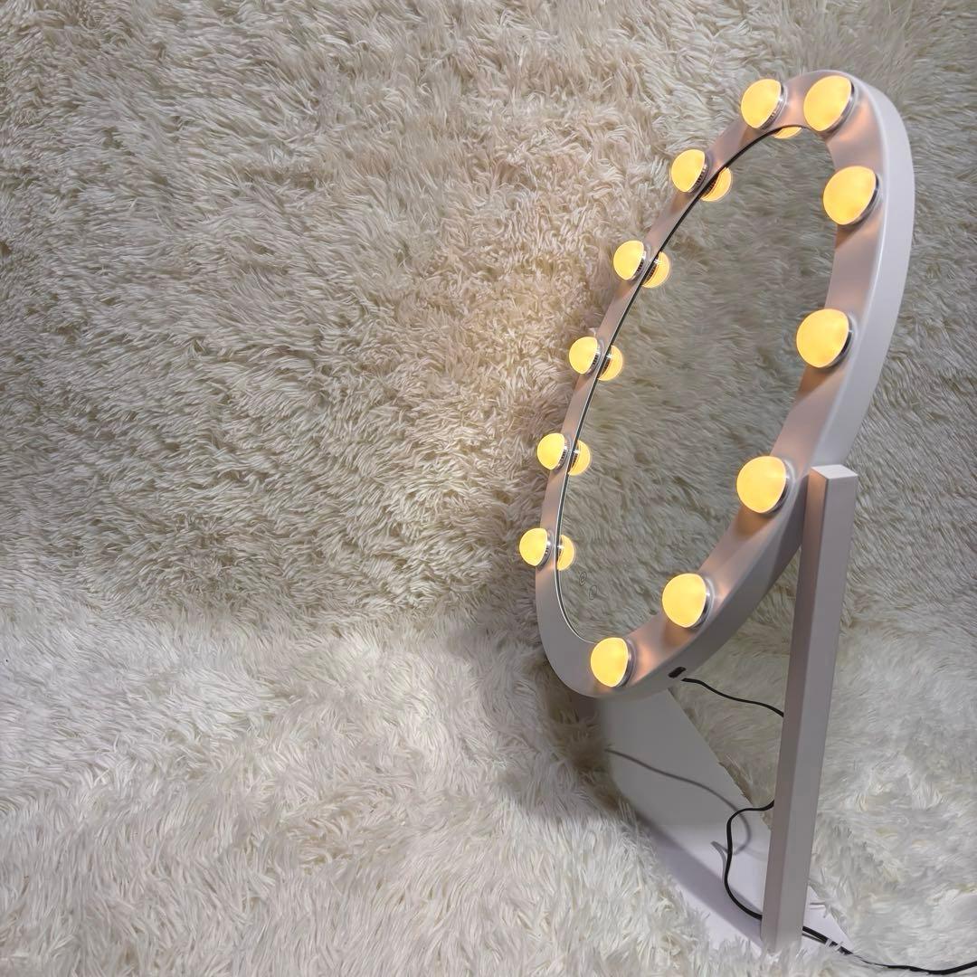 【美品】Francfranc フッツェ ハリウッドミラー ラウンド USB出力