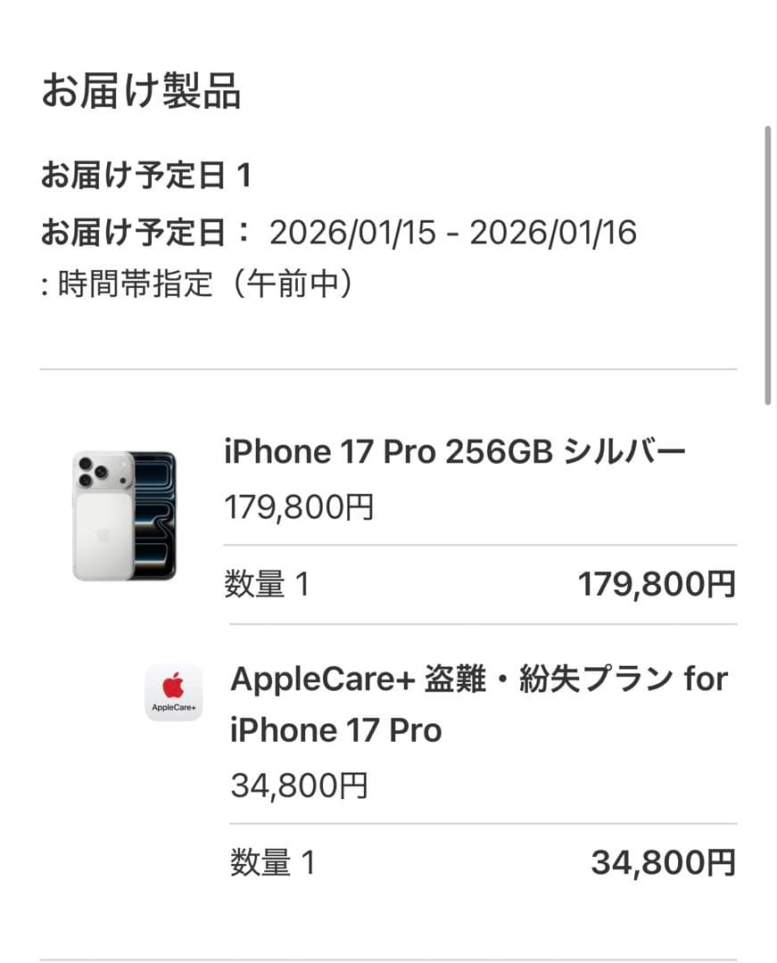 iPhone 17 Pro 256GB シルバー