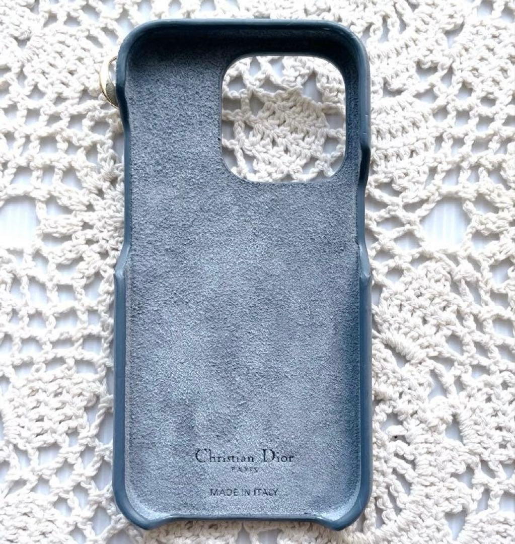 美品DIOR レディディオール　iPhone15 プロ　ケース　クラウドブルー