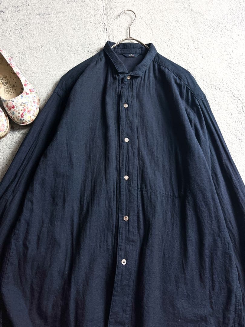 【45R】45rpm 綿100% インディゴ二重ガーゼシャツ 内ポケット 4