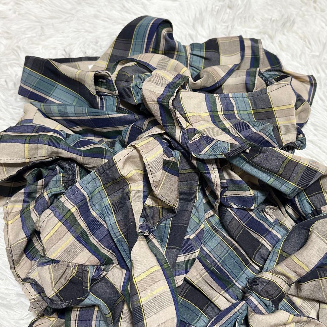 美品✨ダブルスタンダードクロージング コンパクトテンセルチェックロングワンピース