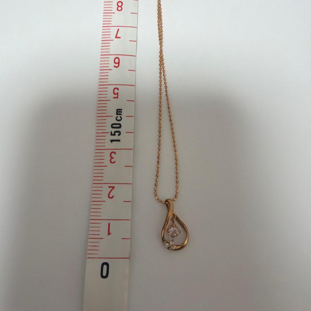 組曲　K10 ピンクゴールド ダイヤ　ネックレス　しずく型　ドロップ