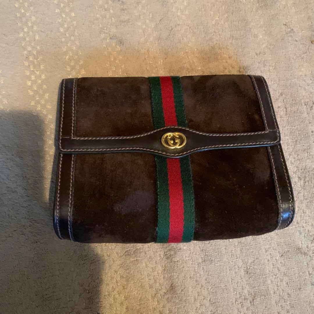 Gucci GGロゴ スエードクラッチバッグ