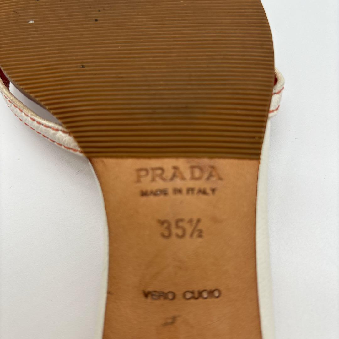 プラダ リボンデザインバイカラー ミュール　サイズ35 1/2 22.5㎝相当