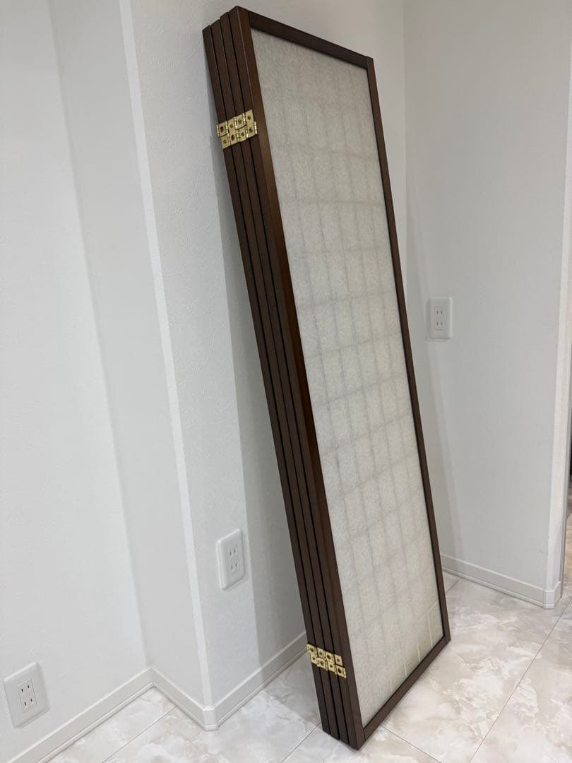 【美品】昭和レトロ 和モダン 木製 4連格子 障子パーテーション 間仕切り 衝立