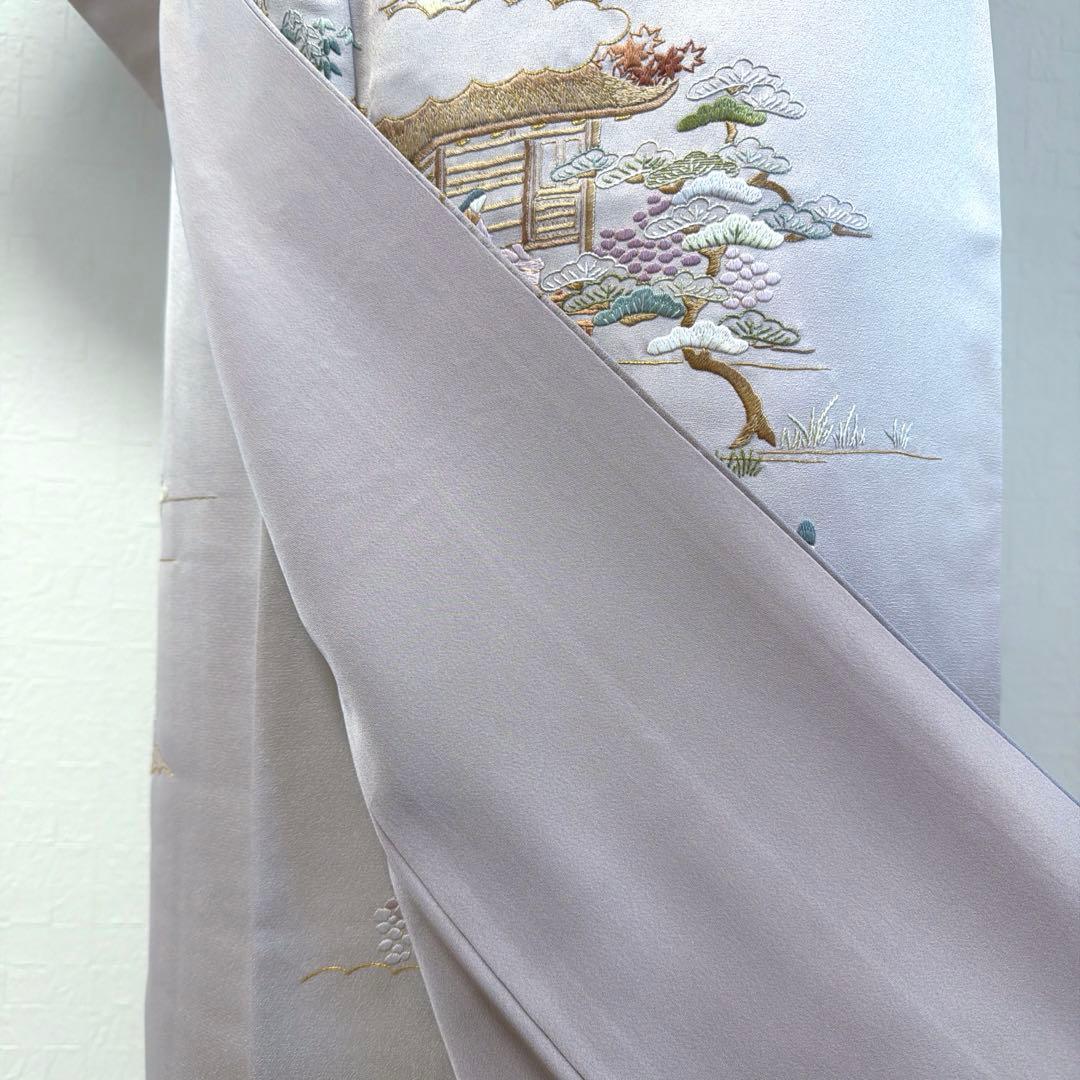 496 訪問着フルセット 正絹 薄紫 金彩 豪華 総刺繍 暈し染め お上品