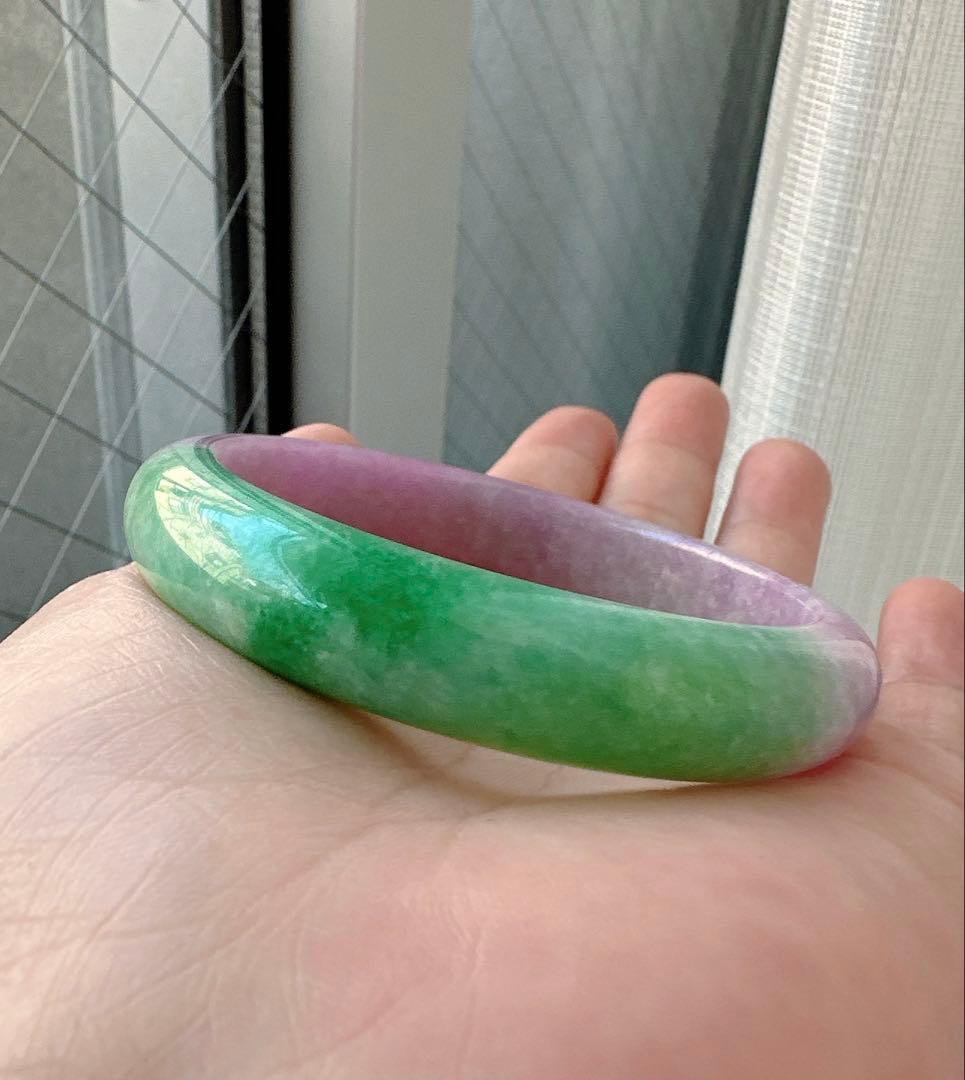翡翠バングル 紫と緑のグラデーションAランクヒスイ翡翠