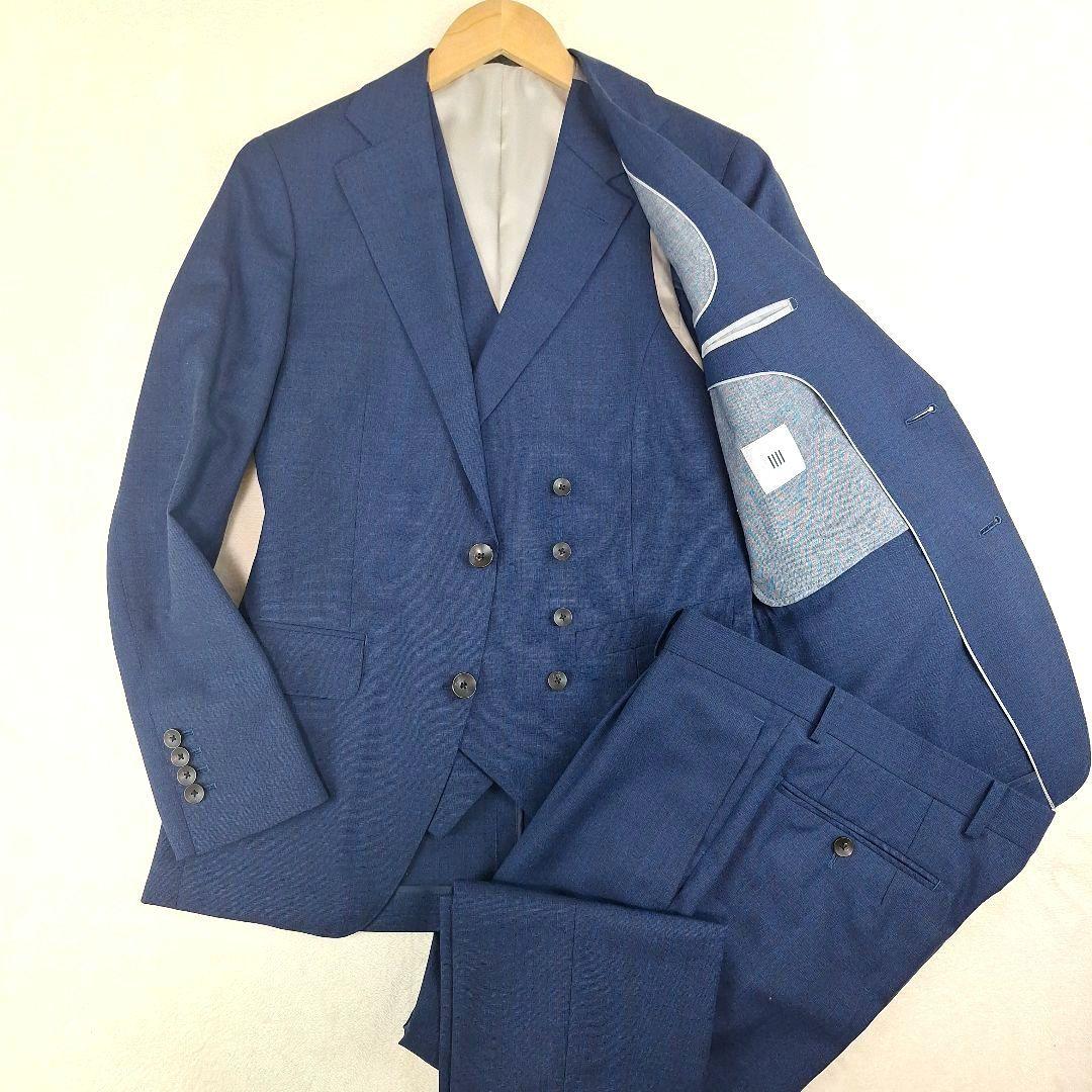美品✨スーツセレクト　ビジネススーツ　スリーピース　ネイビー　Y4