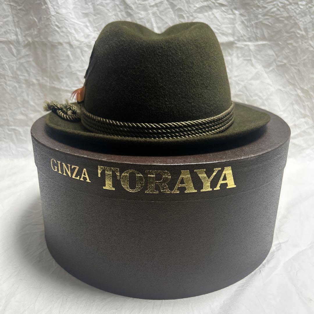 銀座トラヤ TORAYA オリーブグリーン ウールハット 60サイズ