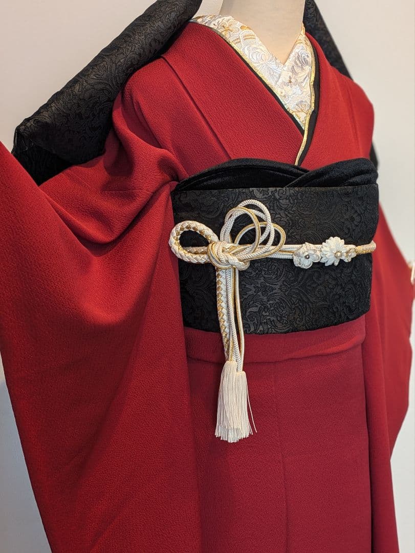 振袖フルセット 身丈157裄62 色無地 赤 蘇芳色 逸品 成人式