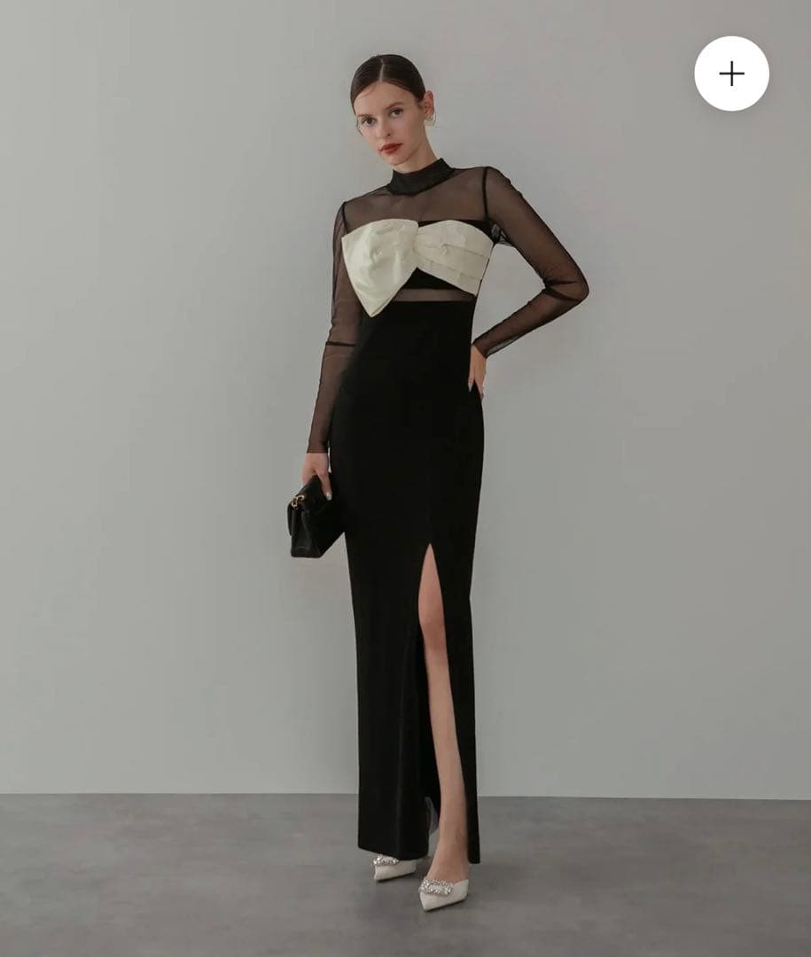 【LEJA LUXE】フロントツイストデザインシアースリットIラインドレス