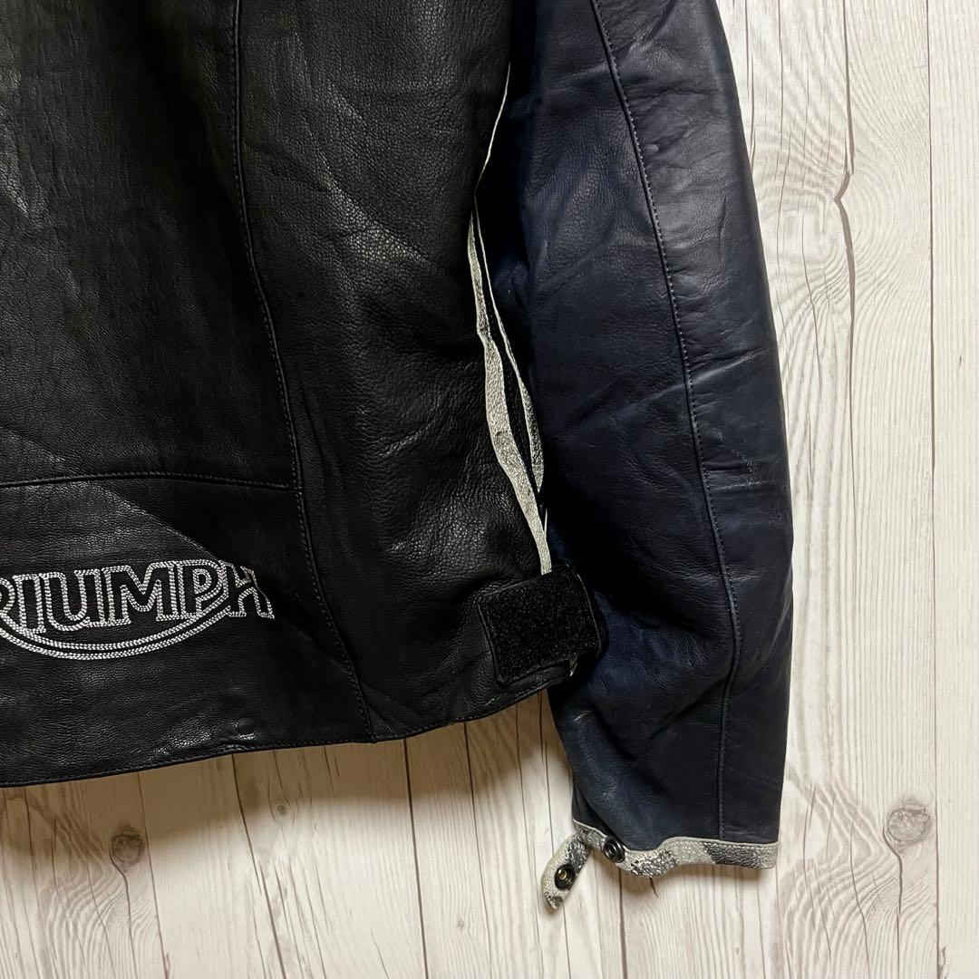 トライアンフモーターサイクル　ライダースレザージャケット　レディースL 黒バイク