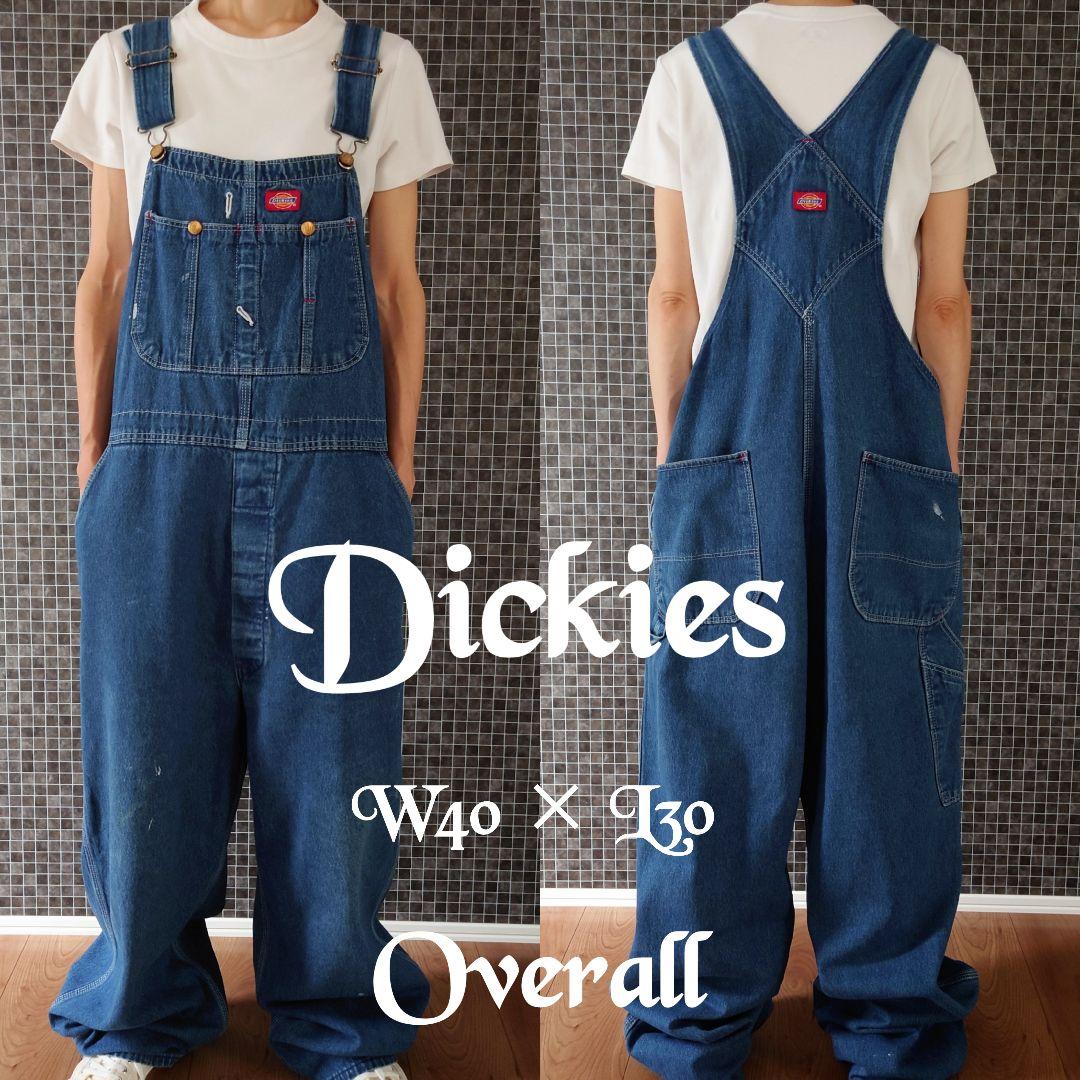 USA製 Dickies デニムオーバーオール/古着/実寸W40L30/裾直有