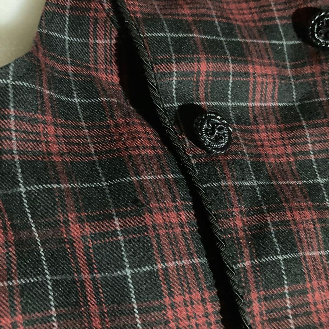MIHO MATSDA赤と黒のチェック柄ダブルブレストベスト