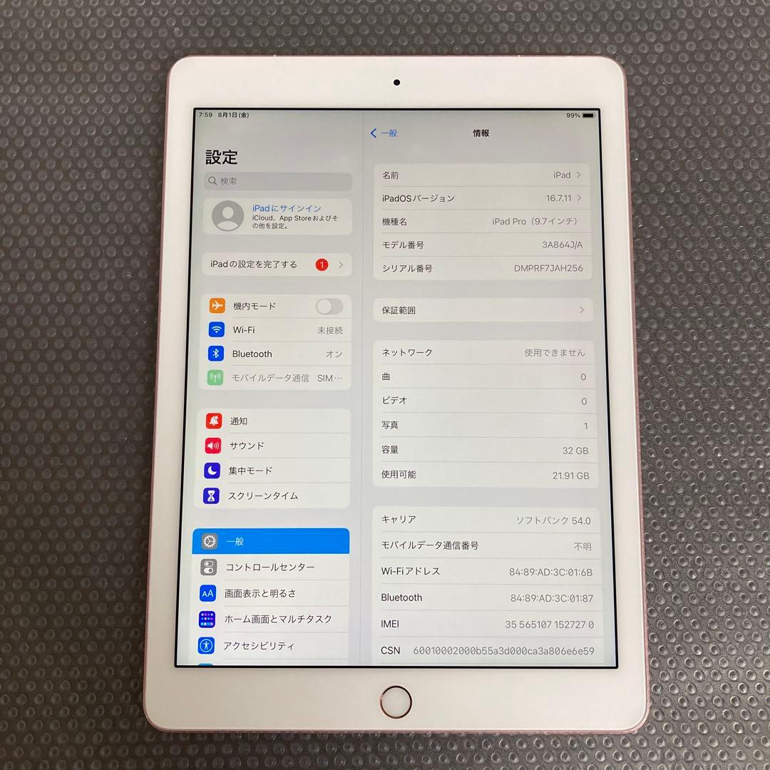119 電池最良好☆iPad Pro 32GB 9.7インチ WIFIモデル☆