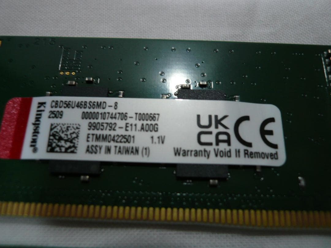 Kingston 16GB DDR5-5600 8GBx2 デスクトップメモリ