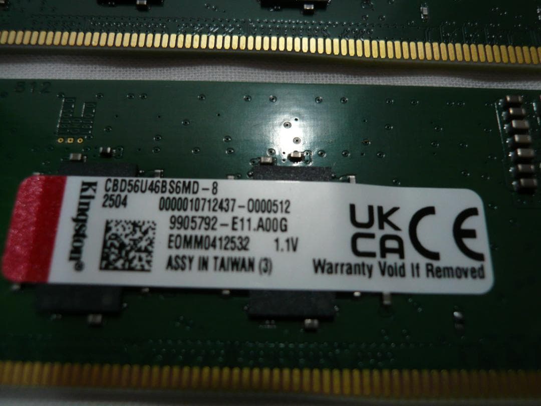 Kingston 16GB DDR5-5600 8GBx2 デスクトップメモリ