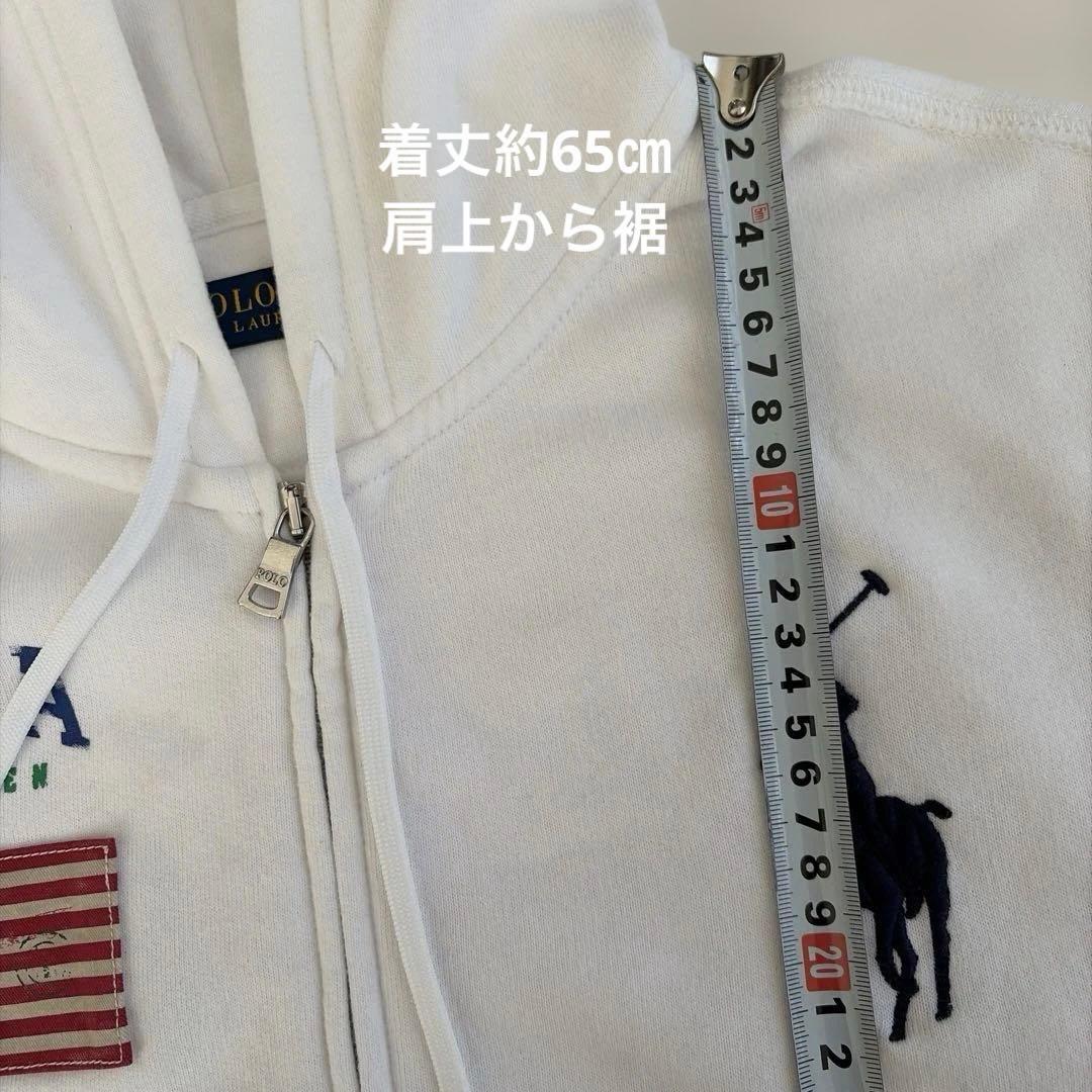 Polo Ralph Lauren 裏起毛パーカー白　ビックポニー刺繍Lサイズ