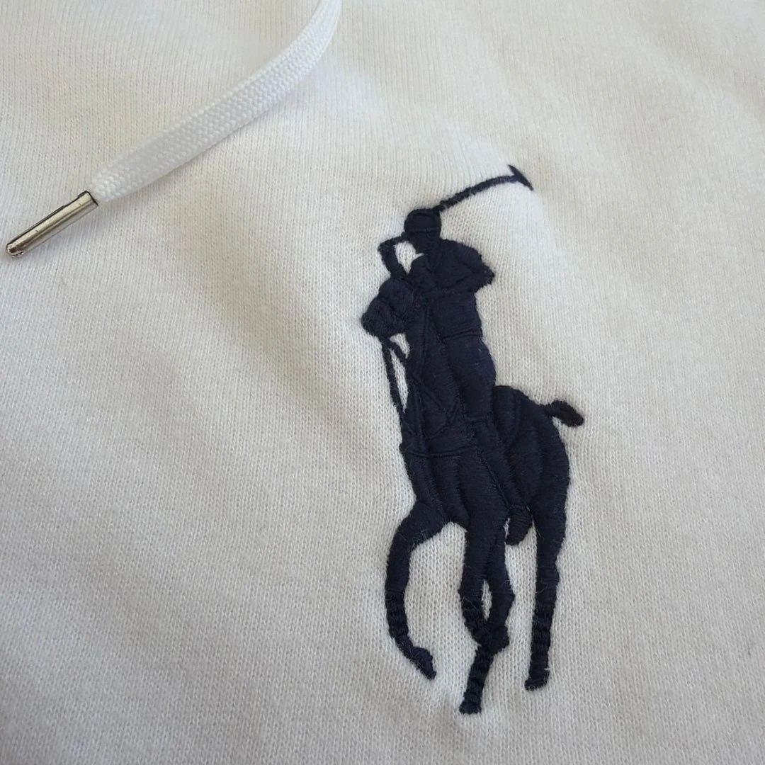 Polo Ralph Lauren 裏起毛パーカー白　ビックポニー刺繍Lサイズ