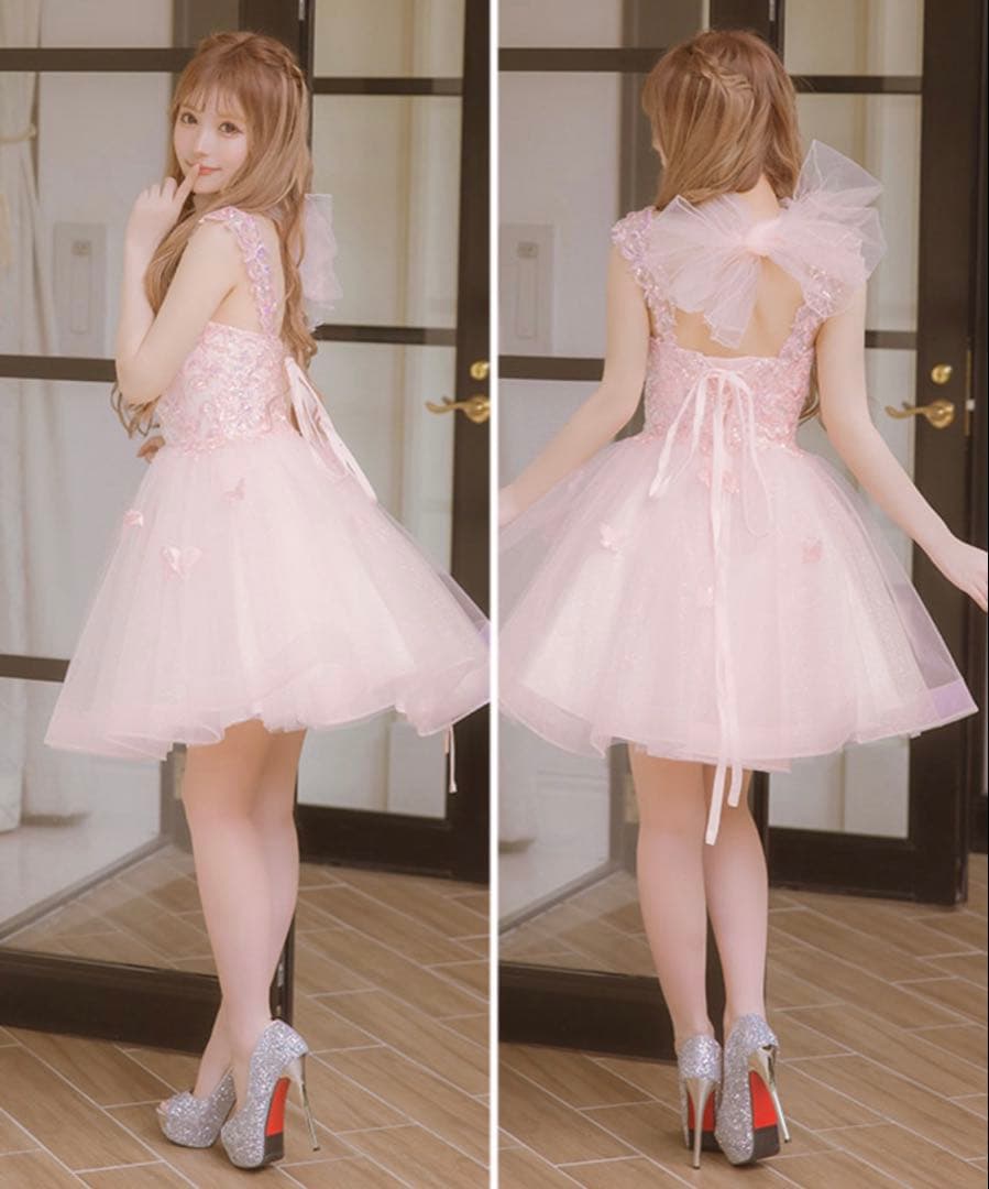 LaLaTule Tika ピンク フリルドレス S バースデードレス