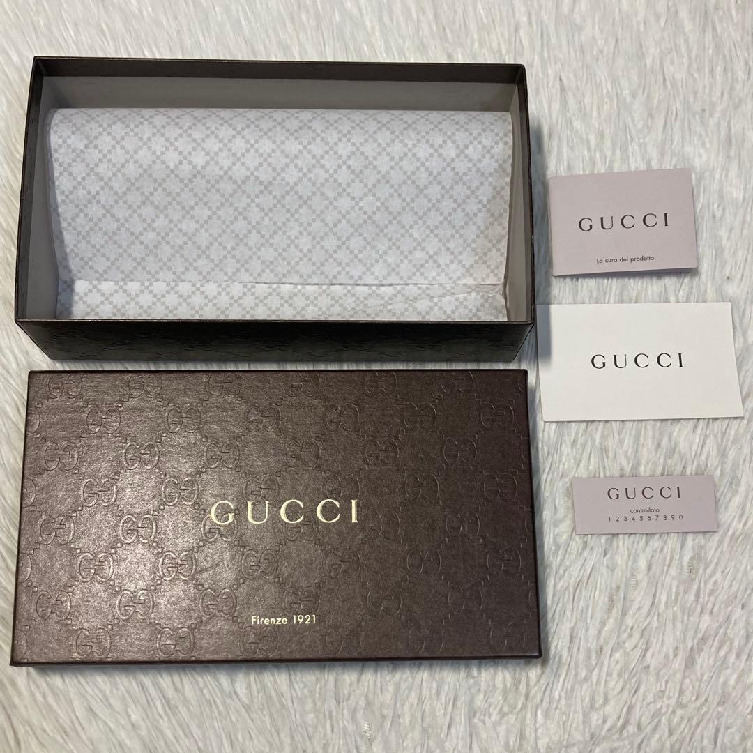 最終価格　美品　GUCCI グッチ　長財布　ラウンド　シマレザー　リボン　黒