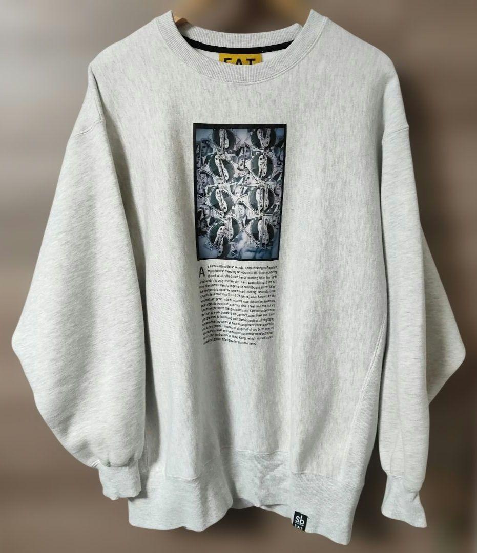 極美品FAT前後両面プリントSbコラボスウェット大きめSKINNY(L) グレー