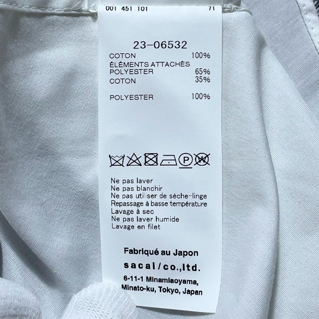 （美品）サカイ カットソー 綿100% 白 長袖シャツ ニット 切り替え