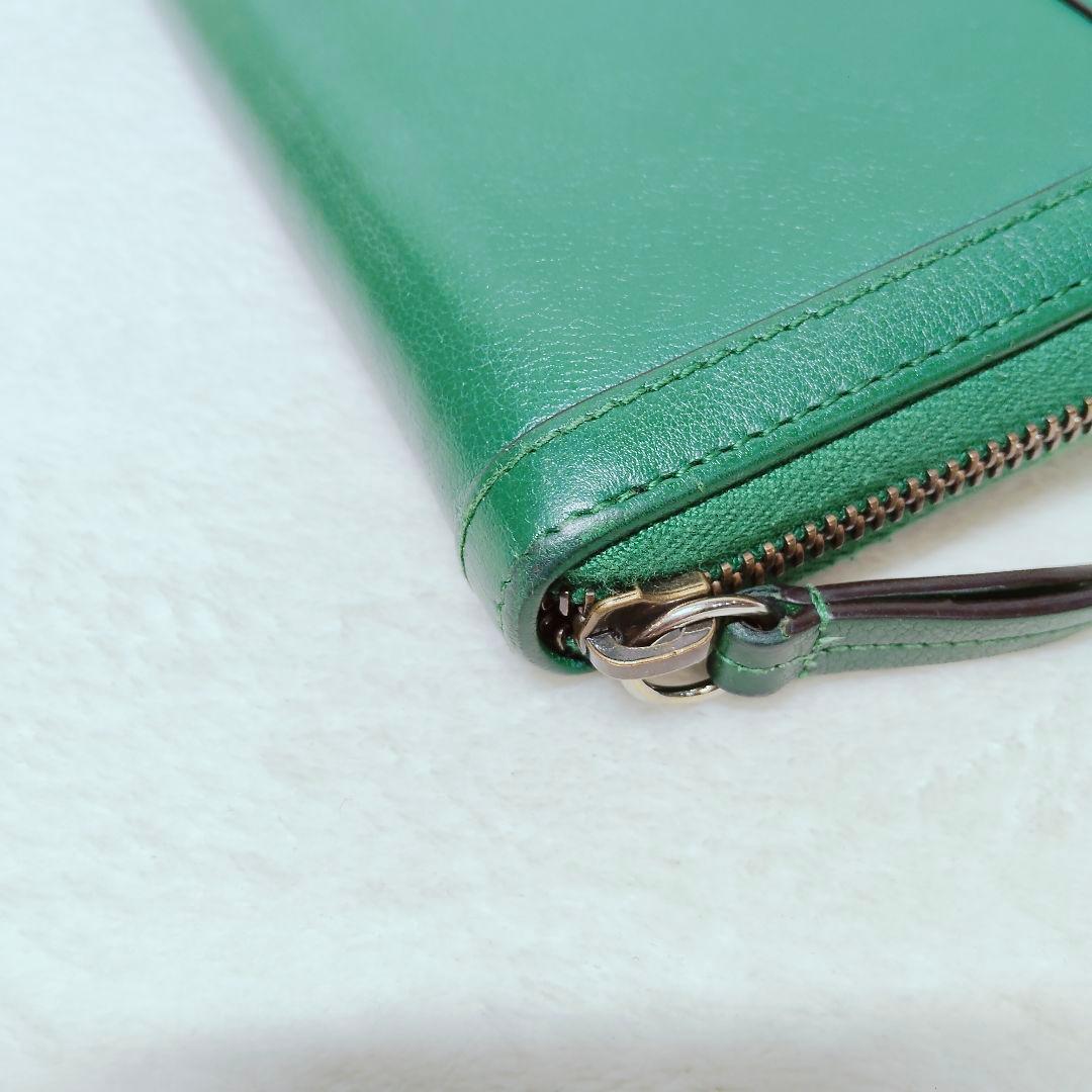 美品 付属付き 希少 グッチ 長財布 GG マーモント バンブー 緑