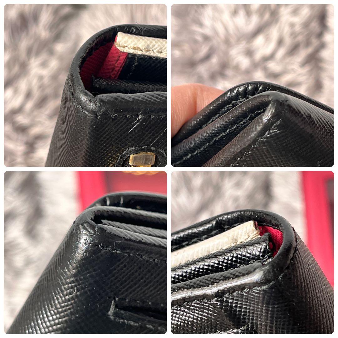 PRADA✨バイカラー　サフィアーノ　長財布　カードケース　ブラック