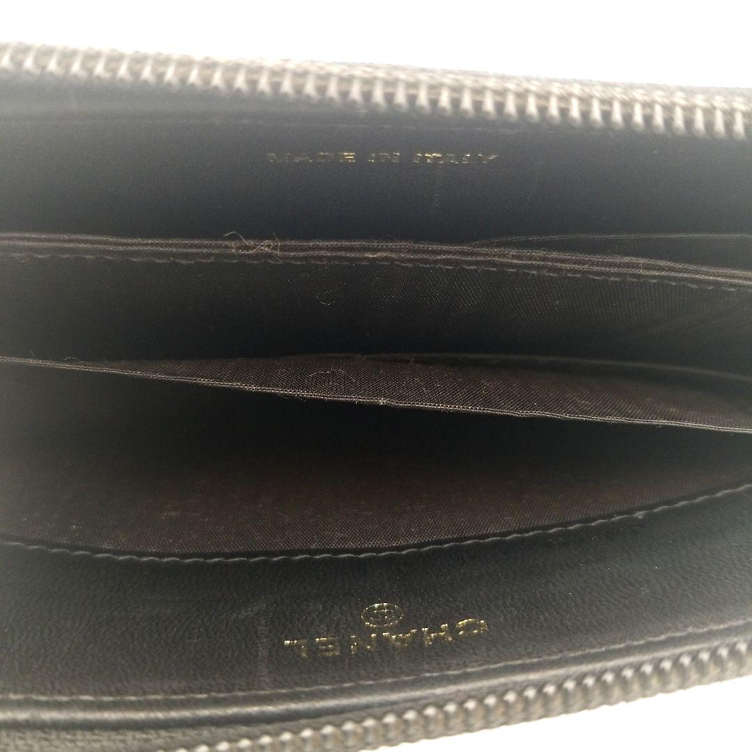 【美品】CHANEL シャネル キャビアスキン レザー ラウンド長財布　ココ