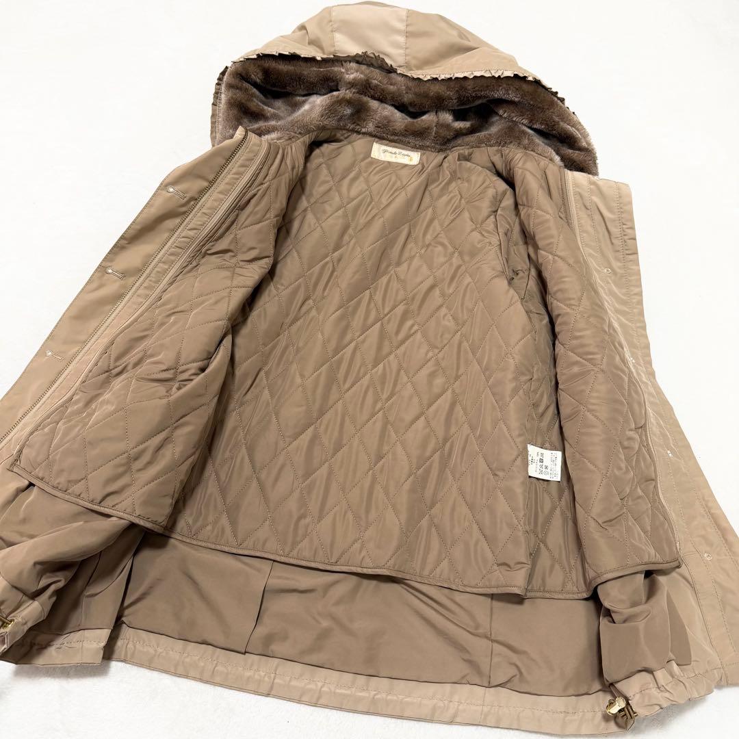 フランシュリッペ モッズコート パールリボン ビジュー ライナー付き ベージュ