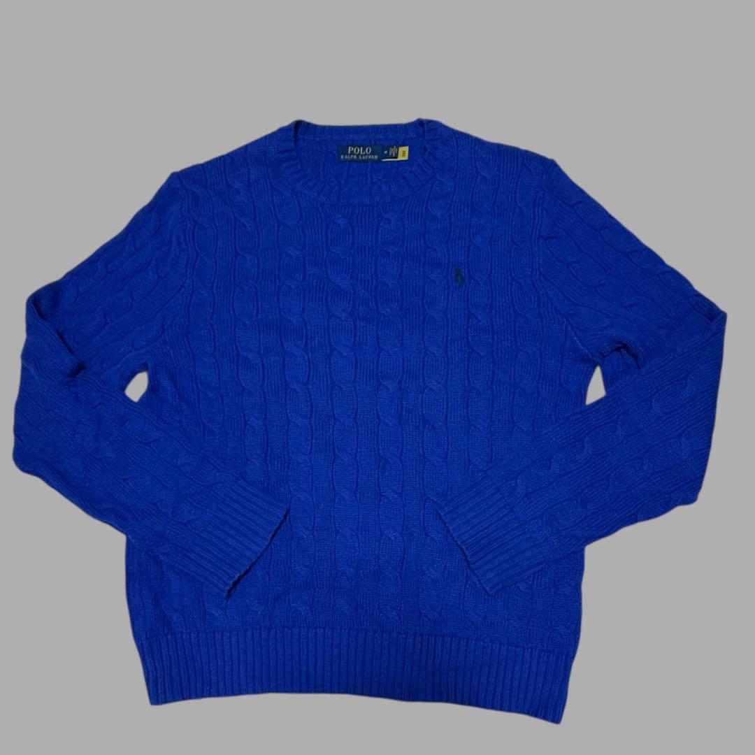 アウディQ8　ポロ ラルフローレン ケーブルニットセーター 青 M 近年