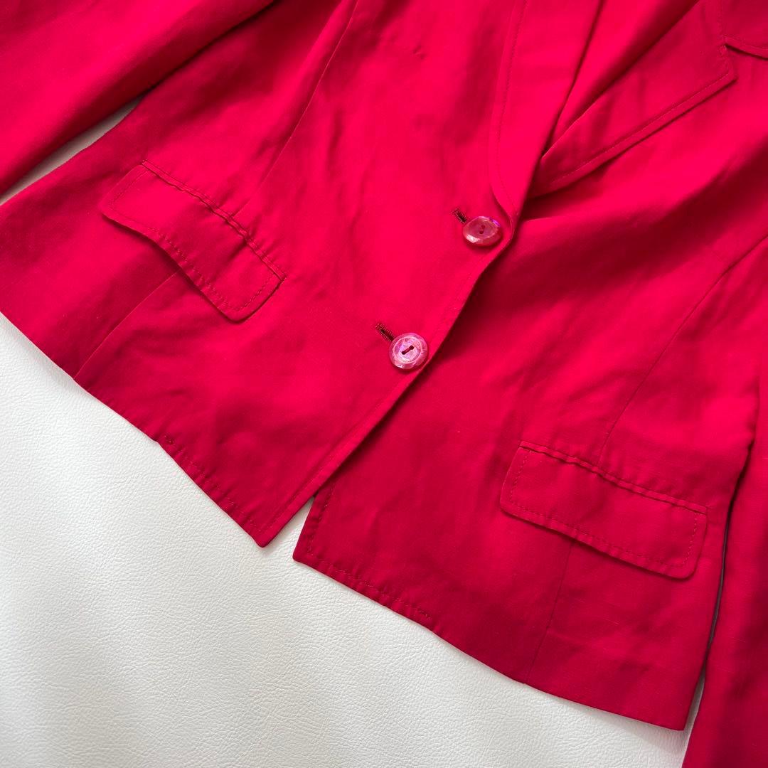 良品　ETRO エトロ　リネンジャケット　麻　レッド テーラードジャケット 44