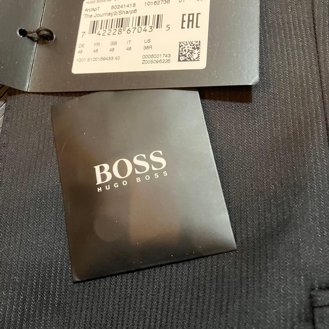 HUGO BOSS ボス黒縞柄ビジネススーツ48サイズ2B(送料込み)タグ付き