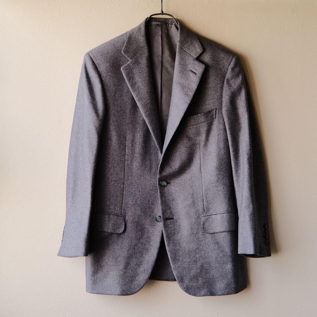 BrioniブリオーニシルクカシミアフラノジャケットPARLAMENTO青46