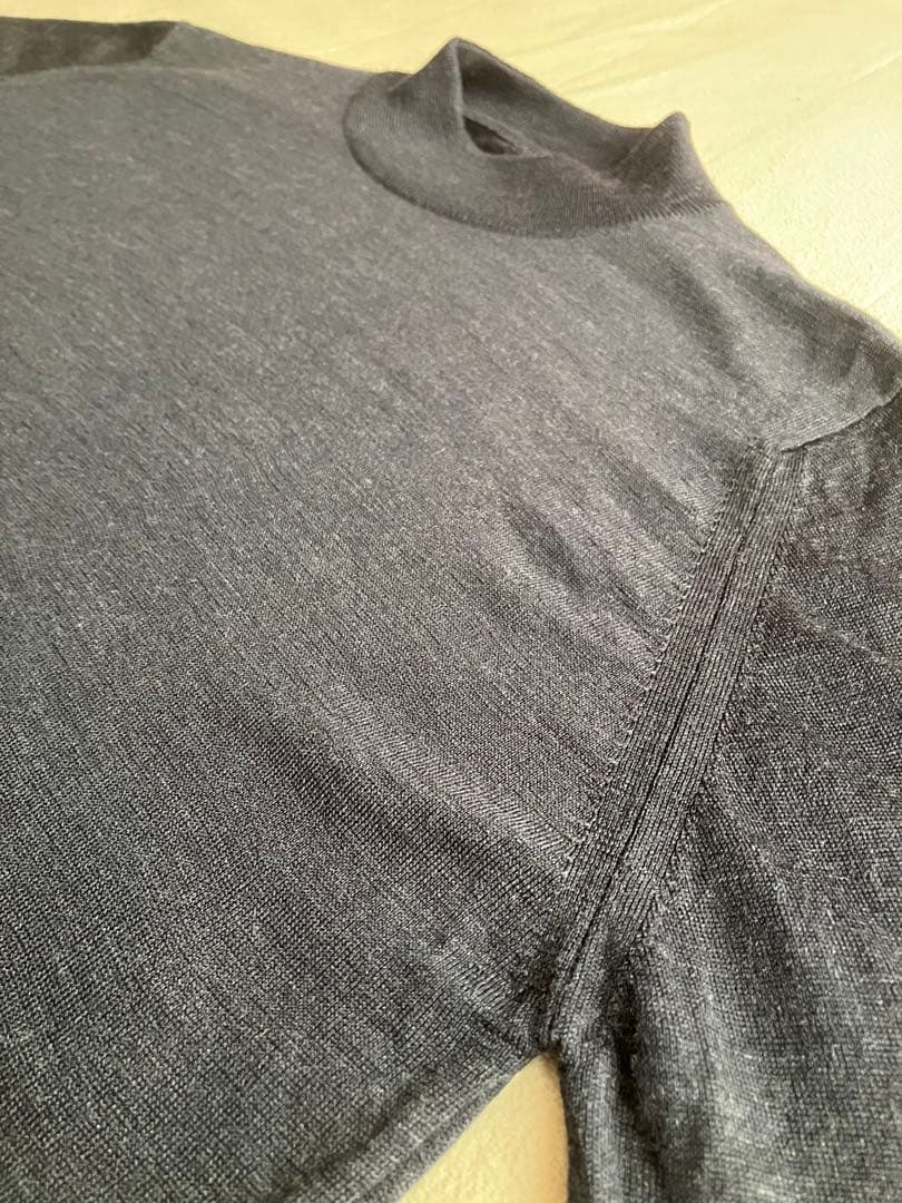 JOHN SMEDLEY メリノウール 30G モックネックニット ネイビー S