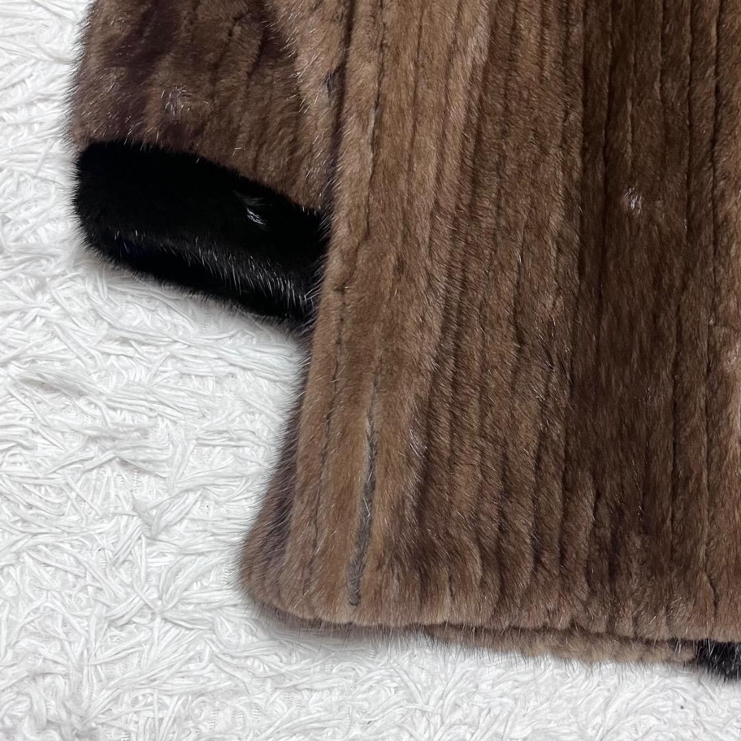 SAGA MINK サガミンク ファートリミング 毛皮コート ショールカラー