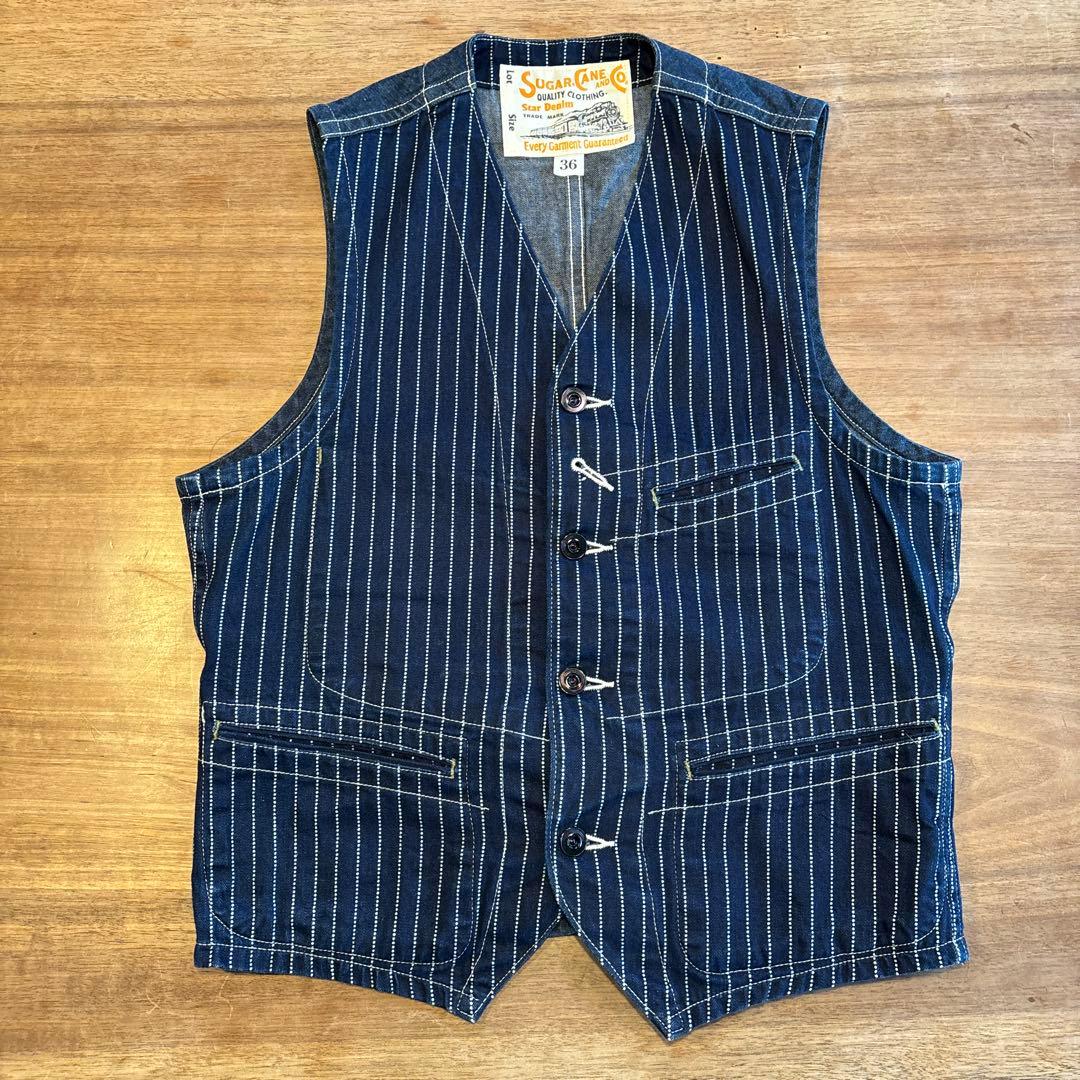Sugar Cane ストライプデニムベスト