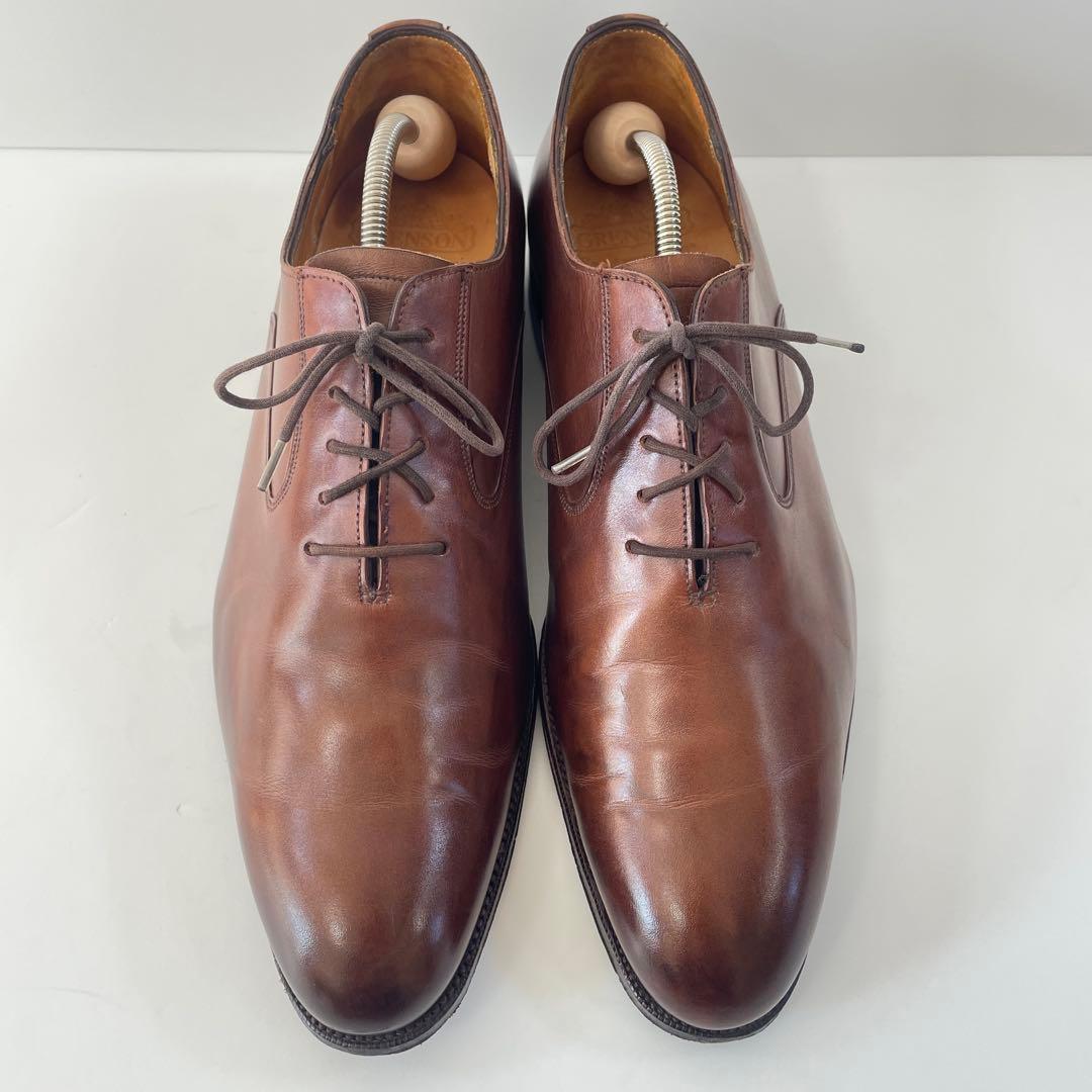 美品 グレンソン 33377 フットマスター プレーントゥ 茶レザー 27.5㌢