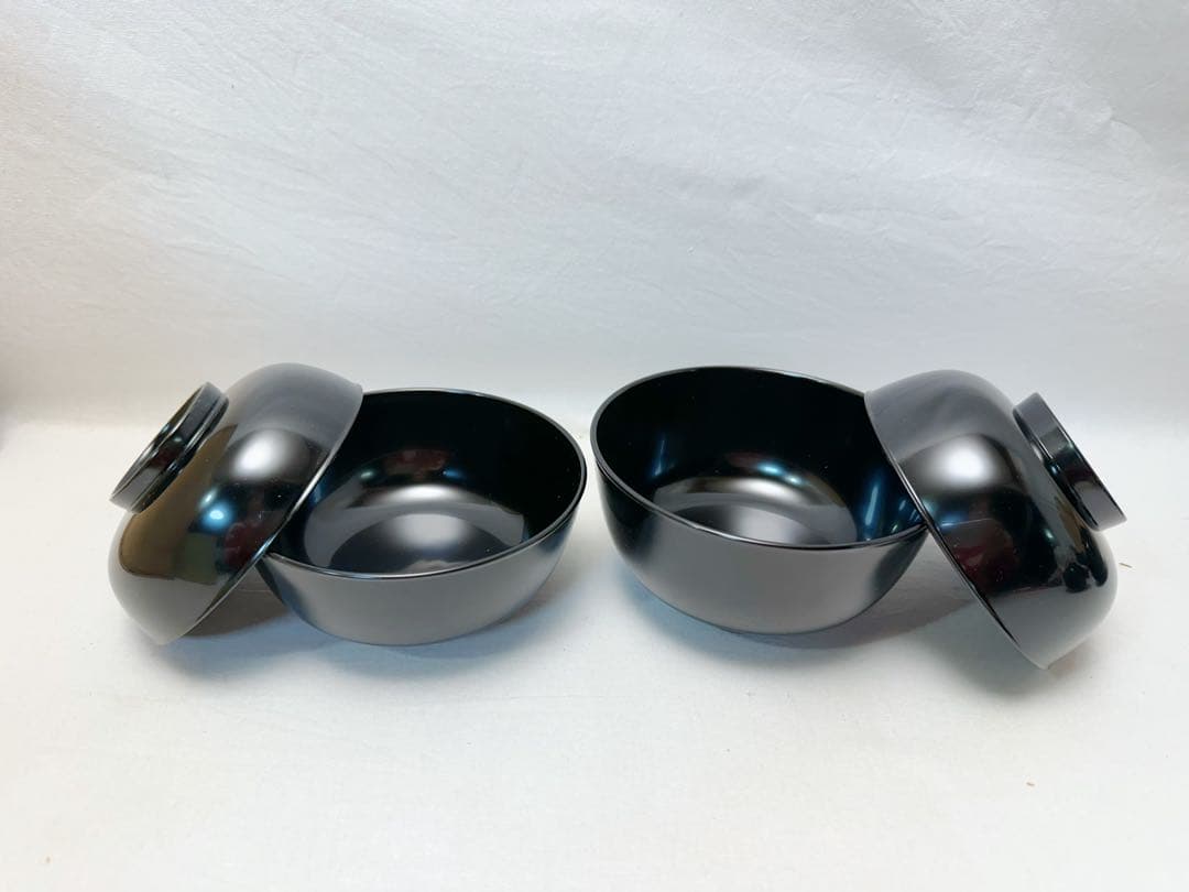 未使用 懐石道具 黒塗 四つ椀 小丸椀 3客揃