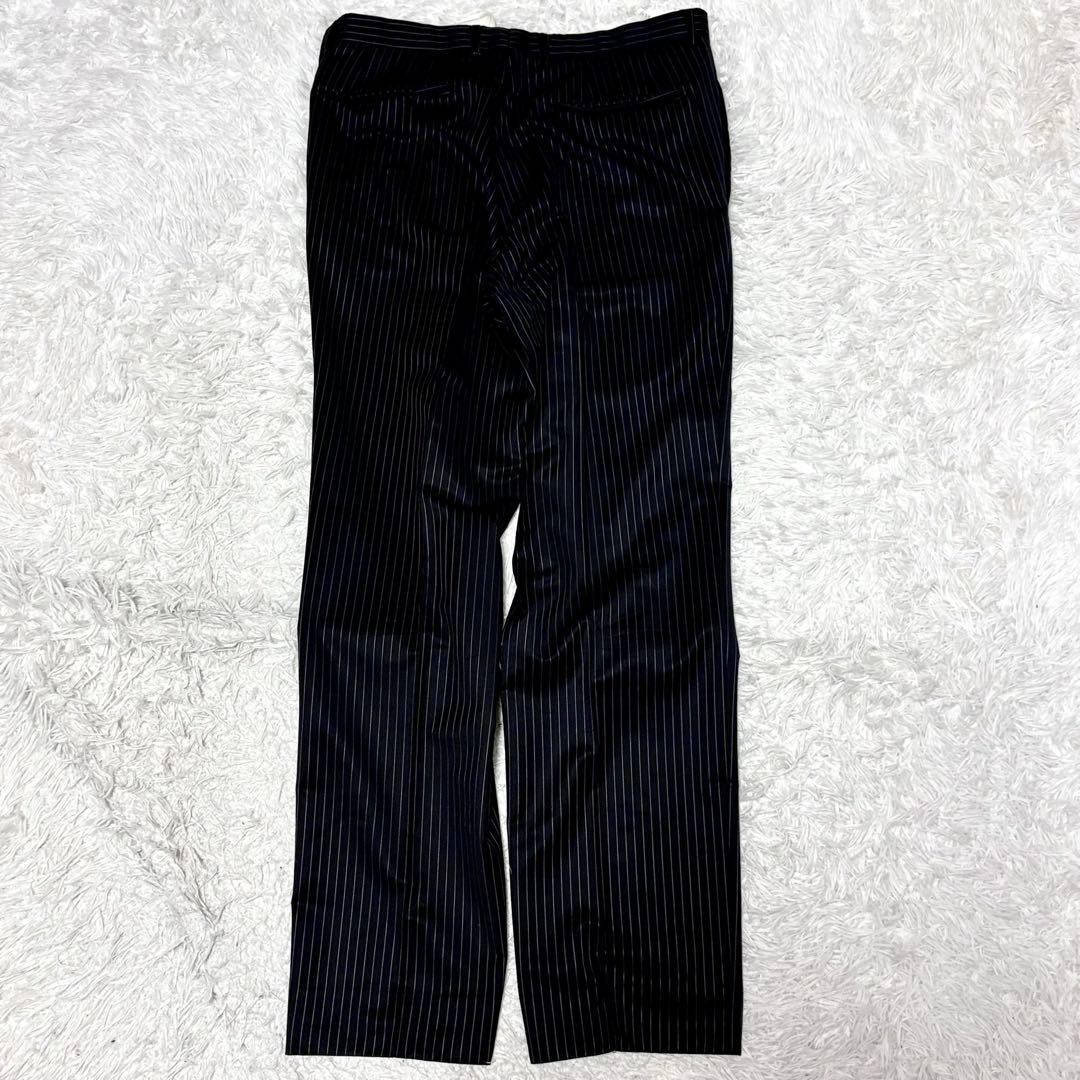 【極美品】ヒューゴボス　スーツ　セットアップ ブラック　ストライプ　シルク混　L
