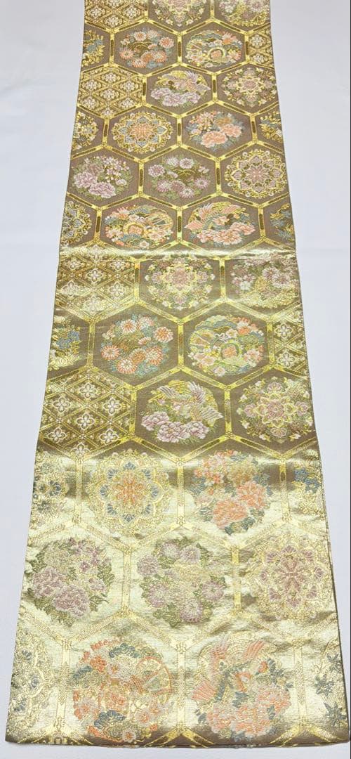 高級 袋帯 正絹 六通柄 ゴールド 金糸 フォーマル 訪問着 留袖 色無地