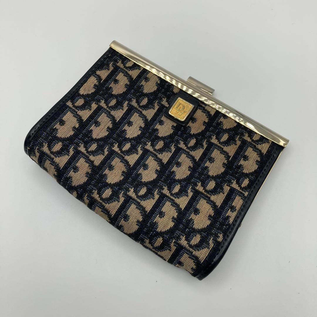 ✨美品✨ディオール トロッター柄 がま口 80年代ヴィンテージ ネイビー