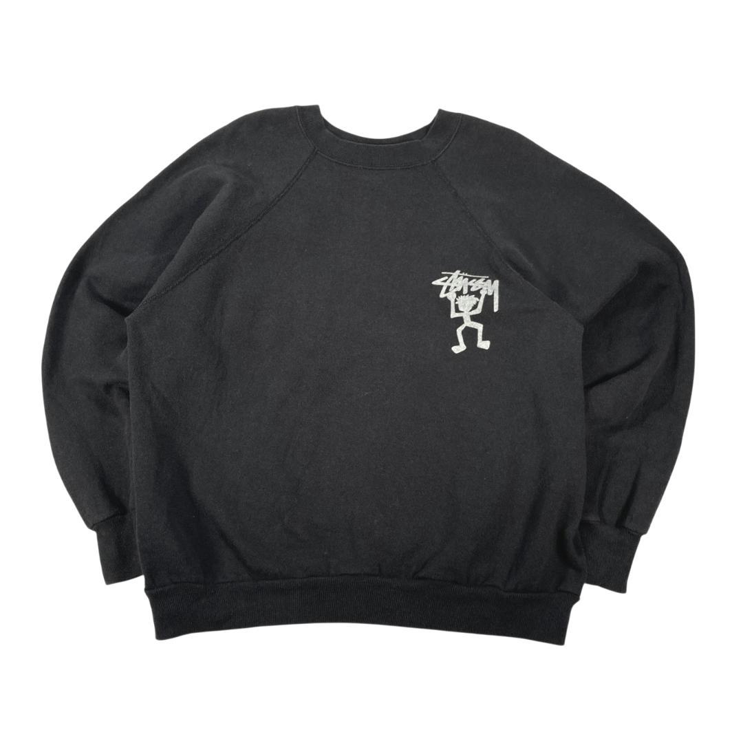 ステューシー シャドーマン スウェット USA製 90s 古着 L ブラック