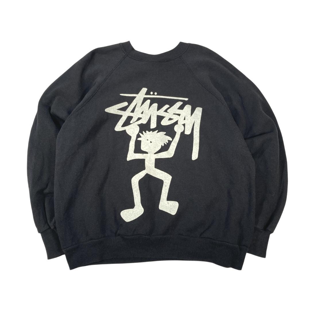 ステューシー シャドーマン スウェット USA製 90s 古着 L ブラック