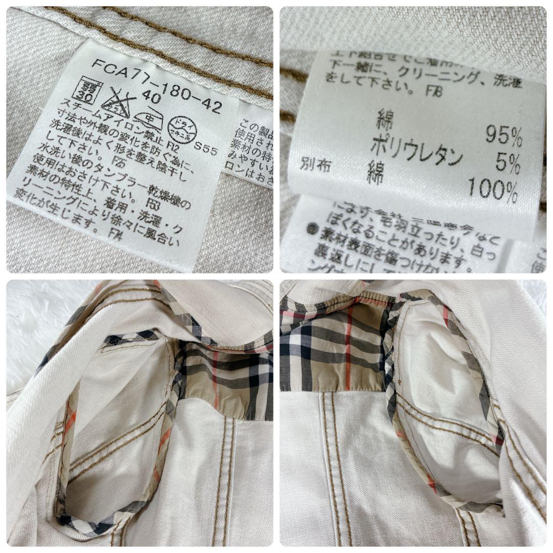 未使用級 バーバリーロンドン デニムジャケット ノバチェック ホワイト