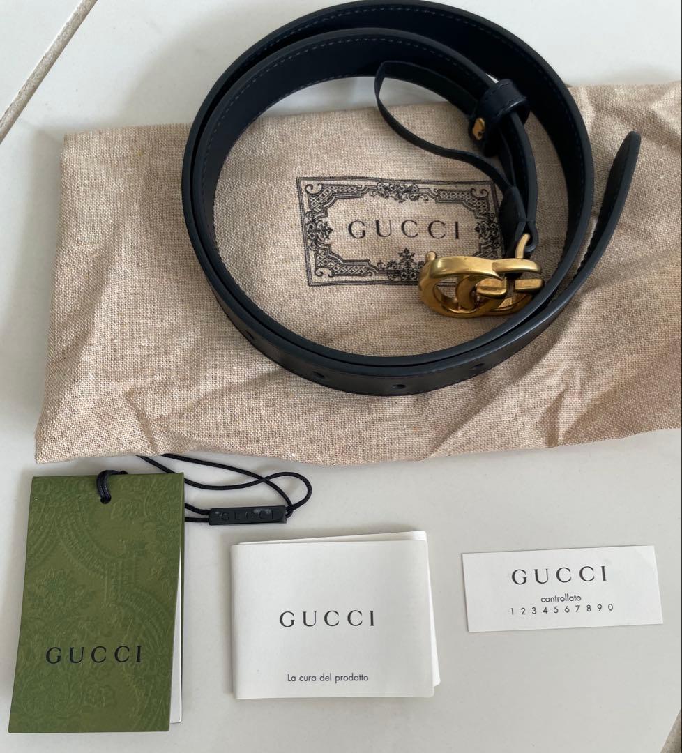 GUCCI ブラックベルト GGロゴ ブラック70