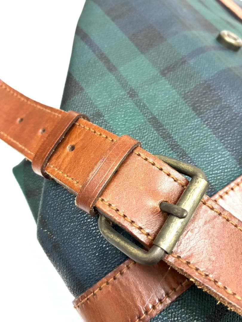 25S12-236 ポロラルフローレン ボストンバッグ グリーン系 チェック柄