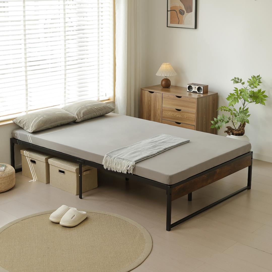 【お得SALE】超人気！ベッドフレーム パイプベッド【ダブル D】　BLACK