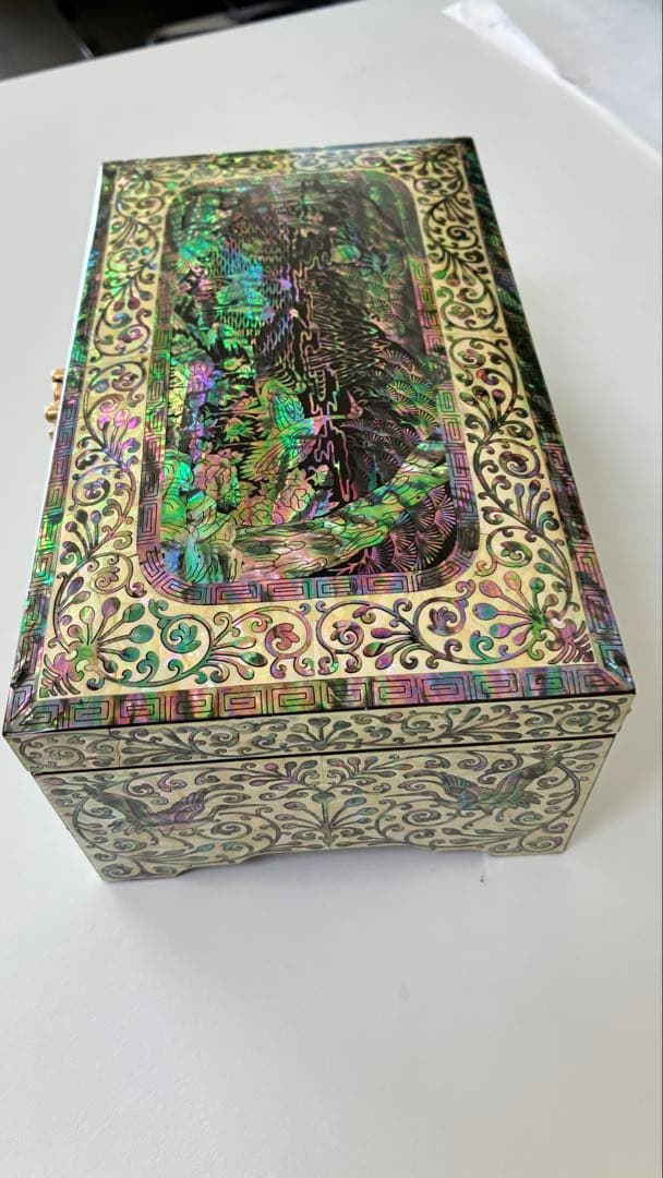 真珠貝の象嵌ラッカー木製ボックス